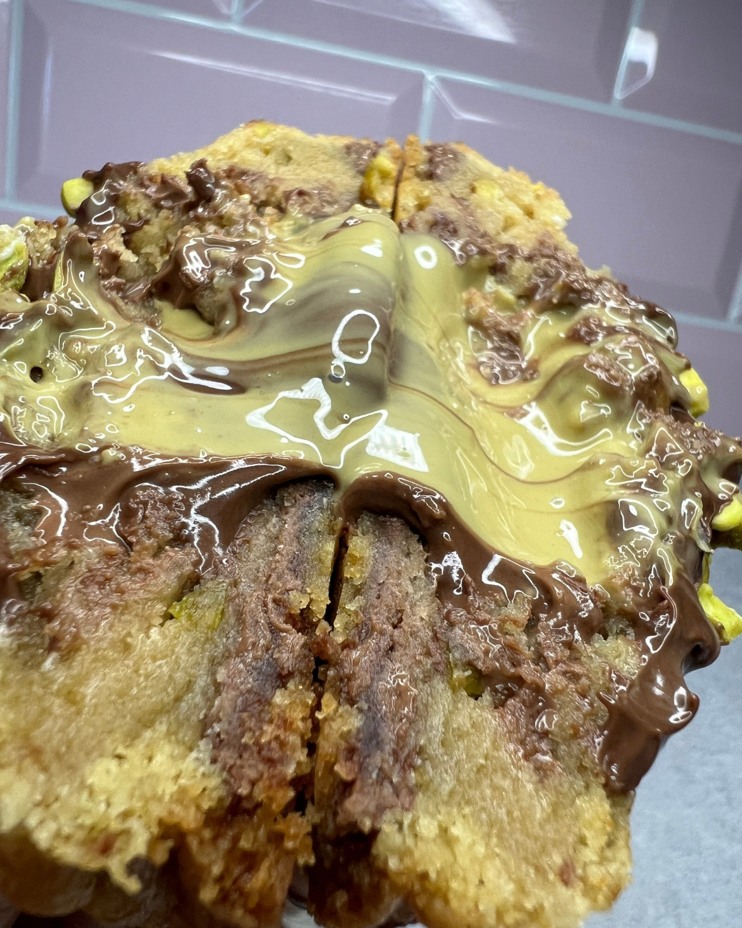 Pistachio and Nutella Stuffed Cookie